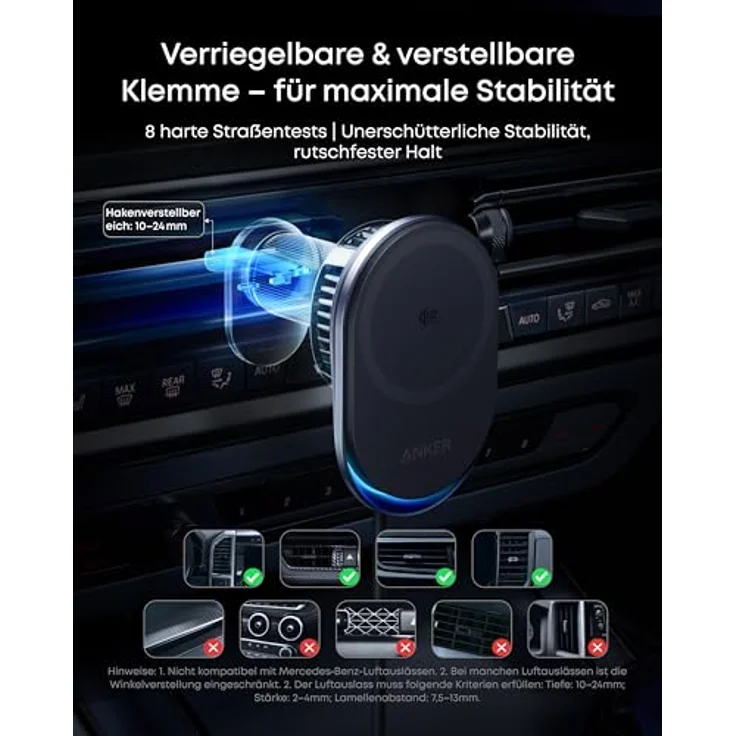 Anker Prime Magsafe Kfz-Ladegerät, Qi2 25W mit TEC-Aktivkühlung, starke Magnete und Lüftungshalterung für iPhone 17–12, 60W Adapter – Bild 2