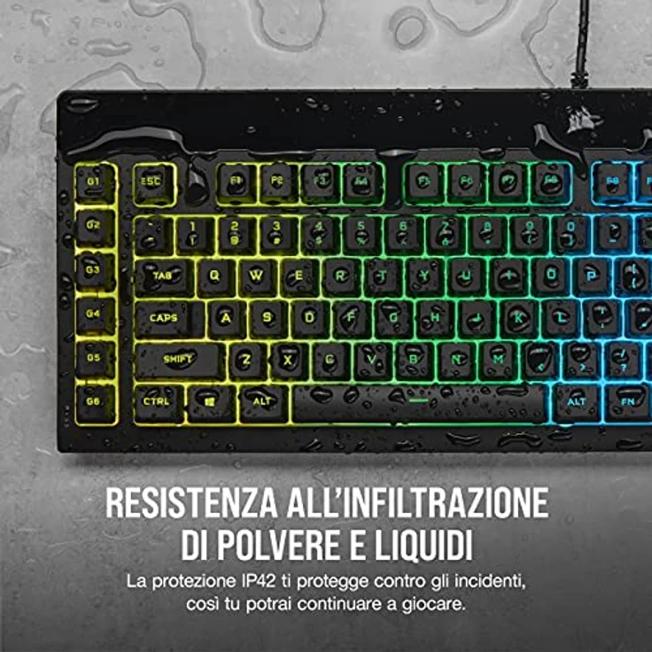 Corsair K55 RGB PRO, Gaming-Tastatur mit mechanischen Switches, RGB-Hintergrundbeleuchtung, integrierter Handgelenkauflage, USB QWERTY Italienisch, Schwarz – Bild 5