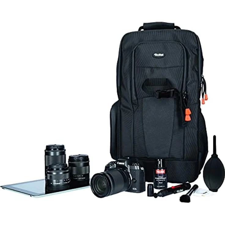 Rollei Fotoliner Ocean Slingbag: Crosspack-Kamerarucksack aus 45 PET-Flaschen, inkl. Regenschutz, schwarz – Bild 4