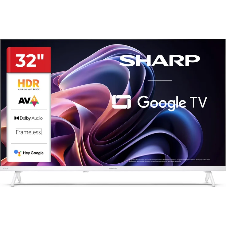 Sharp 32HF2265EW, 32 Zoll HD Fernseher in Weiß mit Google TV, Bluetooth, HDR10 und Triple Tuner