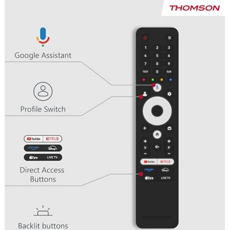 Thomson 43QG5C14, 43 Zoll (109 cm) QLED Smart TV mit Google TV, 4K UHD, Dolby Audio, Bluetooth 5.1, Triple-Tuner, schwenkbarer Standfuß – Bild 12