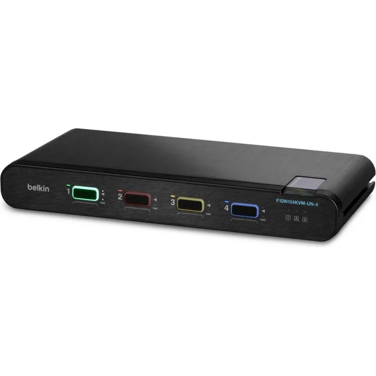 Belkin F1DN104KVM-UN-4, 4K Ultra HD KVM Switch mit 3840 x 2160 Pixel, Schwarz, NIAP-zertifiziert, universelle Video-Kompatibilität