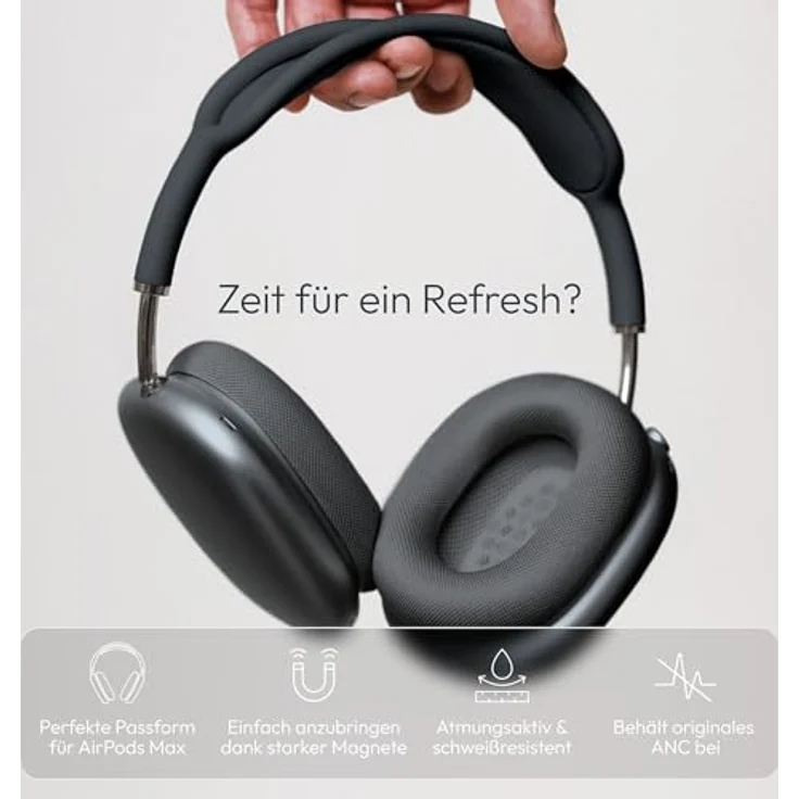 Vonmählen Air Cushions, Ersatz Ohrpolster für AirPods Max, magnetische Befestigung, atmungsaktiv und schweißresistent - Navy – Bild 2