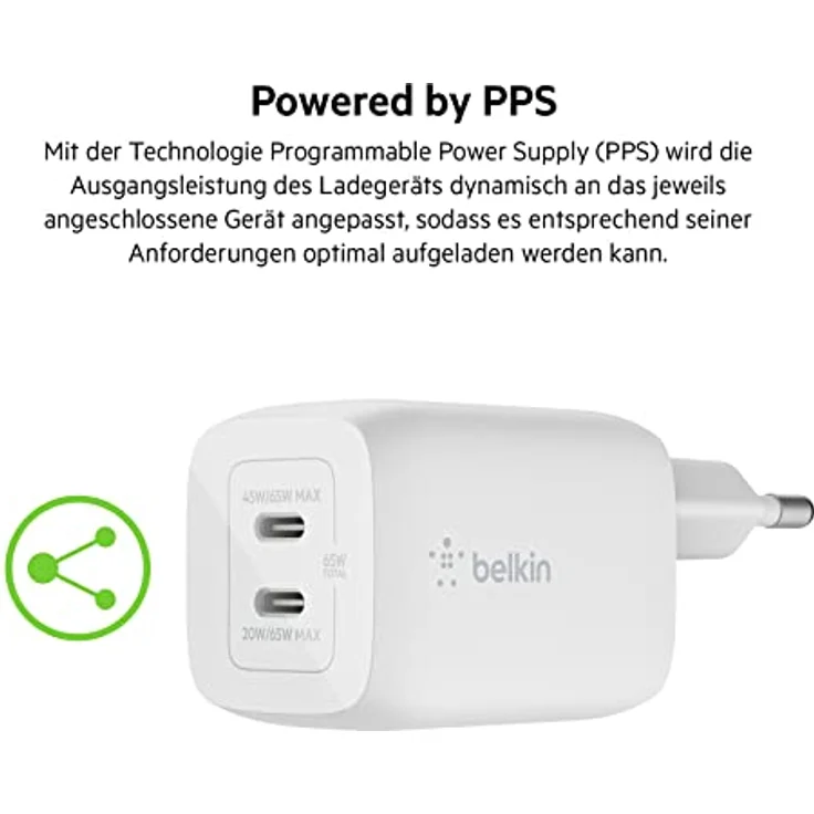 Belkin Dual Netzladegerät 65W PD USB-C, weiß, PPS-Tech.WCH013vfWH – Bild 6