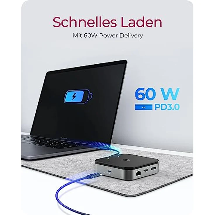 ICY BOX USB4 Docking Station (7-in-1) für 2 Monitore (1x HDMI & 1x DP), 4K 120Hz / 8K 30Hz, 3X USB 3.2 Gen 2 (10 Gbit/s), 60W Power Delivery, Gigabit Ethernet, Audio, IB-DK408-C41 – Bild 5