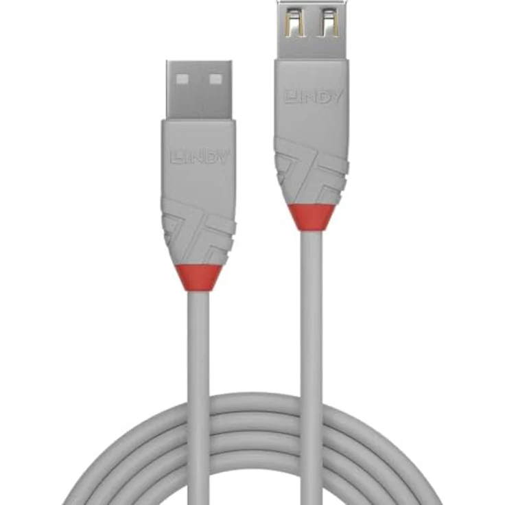 Lindy Anthra Line - USB-Verlängerungskabel - USB (M) bis USB (W) - USB2.0 - 20cm - rund - Grau (36710) – Bild 4