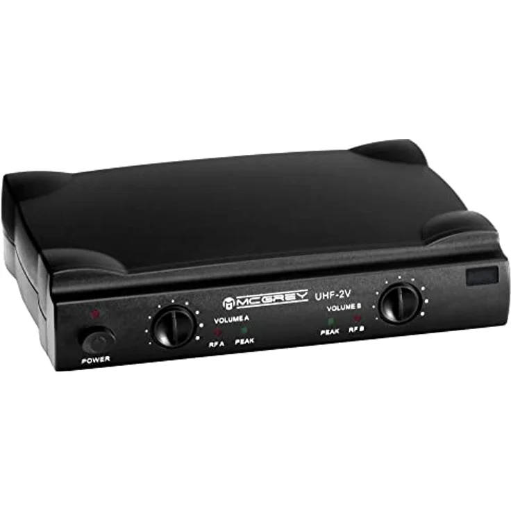 McGrey UHF-2V Dual Funk Mikrofon Set mit 50m Reichweite (Wireless Komplettset mit 2 x Handmikrofon, Betriebsdauer ca. 8 Stunden, 6,3mm Klinke Ausgang) schwarz – Bild 2