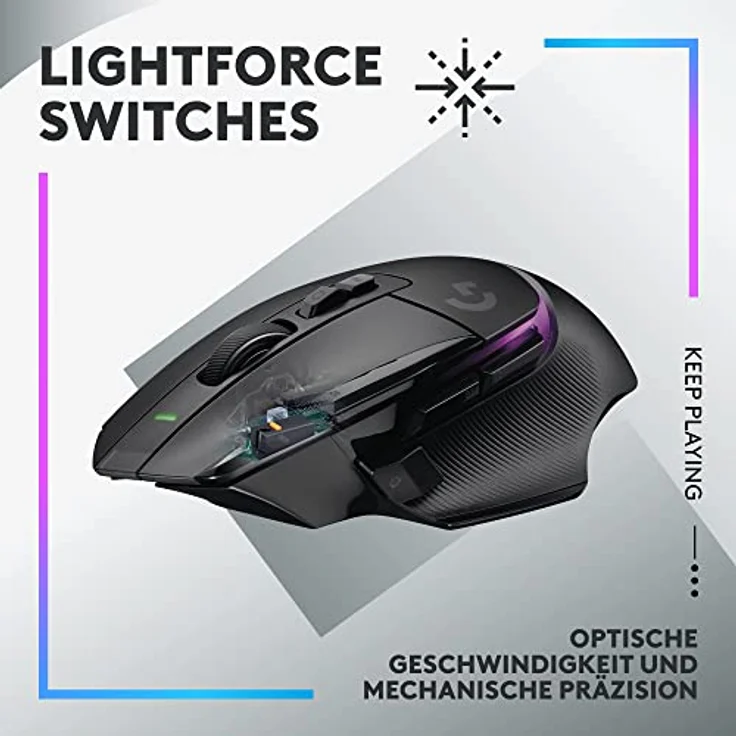 Logitech G502 X PLUS LIGHTSPEED Kabellose RGB-Gaming-Maus - Optische Maus mit LIGHTFORCE Hybridschaltern, LIGHTSYNC RGB, HERO 25K Gaming-Sensor, Kompatibel mit PC - macOS/Windows - Schwarz – Bild 2