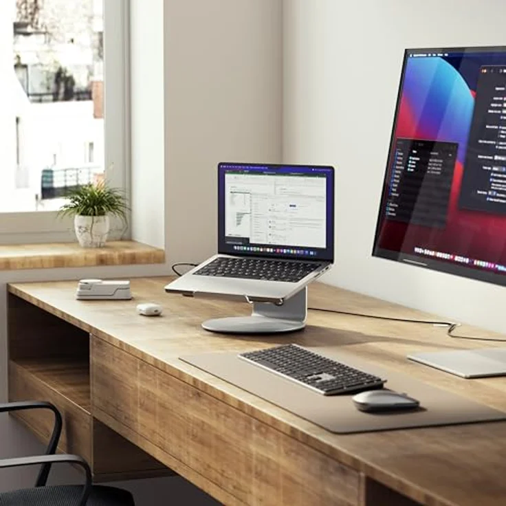 ALOGIC Elite 360 Laptop Stand, 360-Grad-Drehbasis mit rutschfestem Silikonpad, einstellbar für 11 bis 17 Zoll, Silber – Bild 3