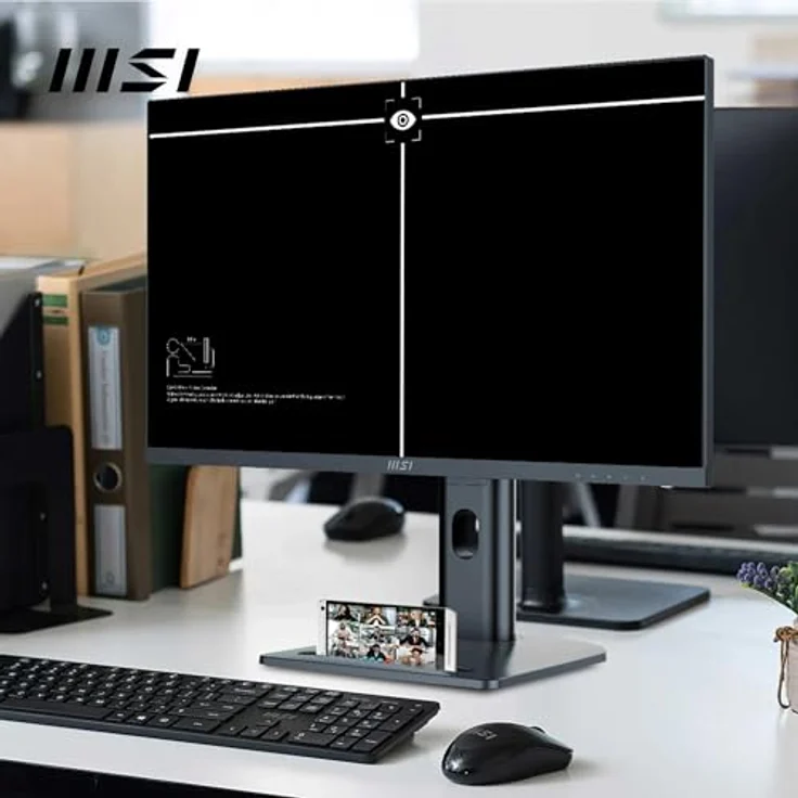 MSI PRO MP273QPDE E2 27 Zoll WQHD Büromonitor - 2560 x 1440 IPS Panel, 100Hz, augenfreundlich, eingebaute Lautsprecher, ergonomisch Einstellbarer Standfuß - HDMI 2.0b (WQHD@100Hz), DP 1.2a, schwarz – Bild 4