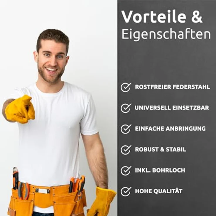 ECENCE Aufhängesystem 10x Maxi Rollladen Aufhängefeder, hochwertige Feder aus rostfreiem Federstahl für stabile Verbindung, für Mini- und Maxiprofile – Bild 5