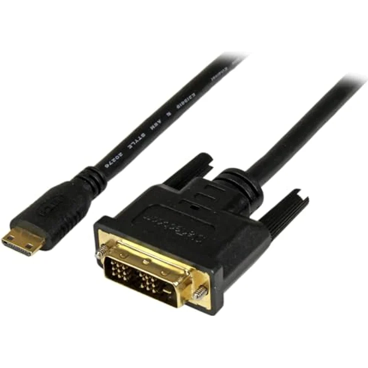 StarTech.com Mini HDMI auf DVI Kabel - St/St - Videokabel - HDMI / DVI - 30 AWG - Mini-HDMI, 19-polig (M) - DVI-D (M) - 2,0m - abgeschirmt - Schwarz (HDCDVIMM2M) – Bild 2