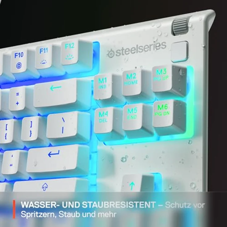 SteelSeries Apex 3 TKL White, RGB Gaming-Tastatur mit 8-Zonen-Beleuchtung, wasser- und staubresistent, flüsterleise Gaming-Switches, US Layout QWERTY – Bild 4