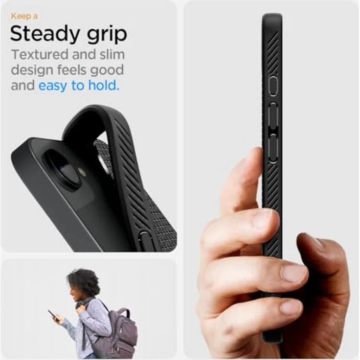 Spigen iPhone 16e Hülle Liquid Air MagFit Case [rutschfest] - Matte Black – Bild 5