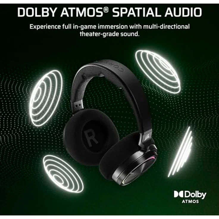 Corsair Virtuoso Max Wireless, Gaming Headset mit Dolby Atmos, aktiver Geräuschunterdrückung, Schwarz – Bild 4