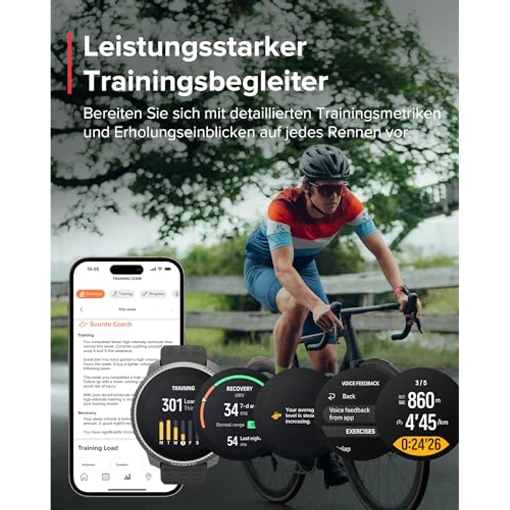 SUUNTO Race Sportuhr - Outdoor Smartwatch, 1,43" Helles AMOLED Display mit Saphirglas, Bequeme Uhrenkrone & Tasten Bedienung, Präzise Zweifrequenz GPS, Lange Akkulaufzeit, 100m Wasserdicht – Bild 3