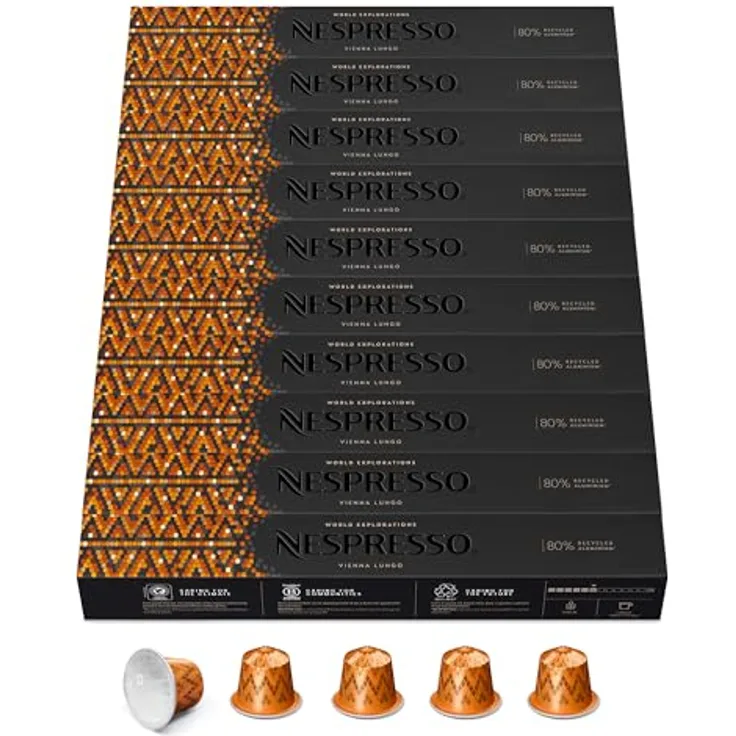 Nespresso ORIGINAL Vienna Lungo, Mittlere Röstung, 100 Kaffeekapseln, kompatibel mit ORIGINAL Kaffeemaschinen
