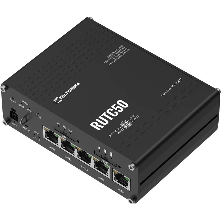 Teltonika RUTC50, 5G Router mit Dual-Band Wi-Fi 6 und Dual-SIM, schwarz
