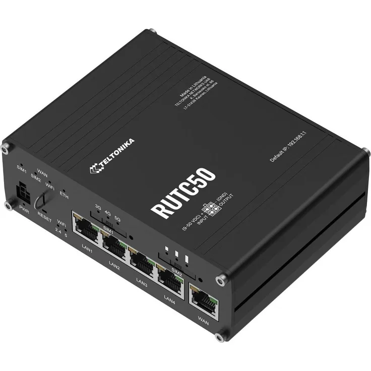 Teltonika RUTC50, 5G Router mit Dual-Band Wi-Fi 6 und Dual-SIM, schwarz