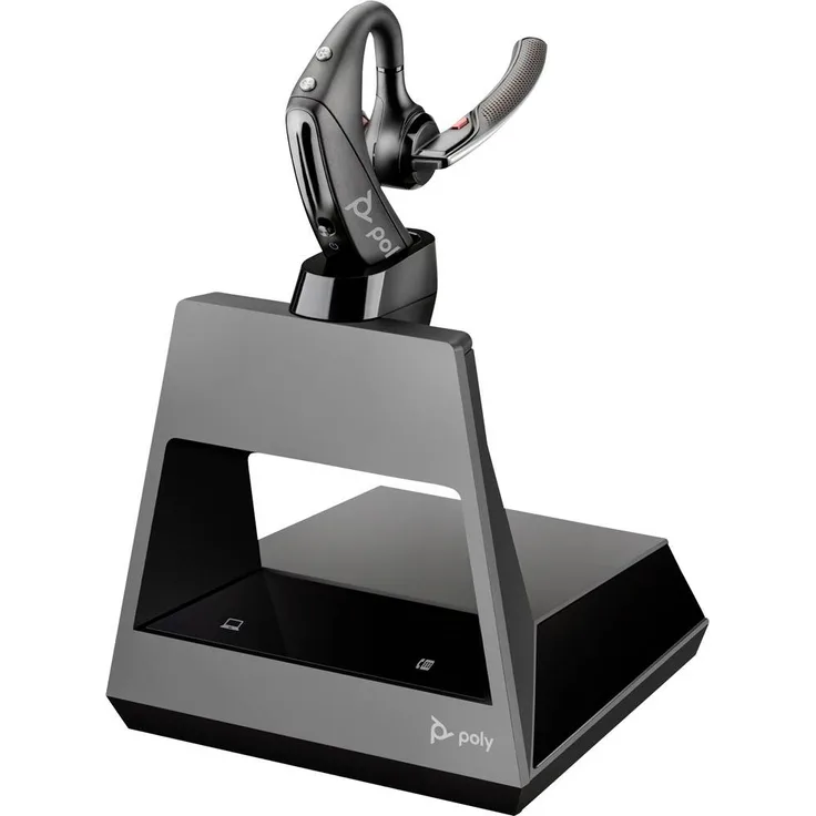 HP Poly Voyager5200 Office In Ear Headset, kabellos mit Geräuschunterdrückung, Schwarz, inkl. Bluetooth Basisstation