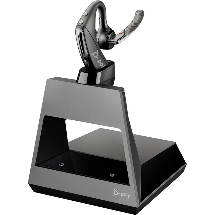 HP Poly Voyager5200 Office In Ear Headset, kabellos mit Geräuschunterdrückung, Schwarz, inkl. Bluetooth Basisstation