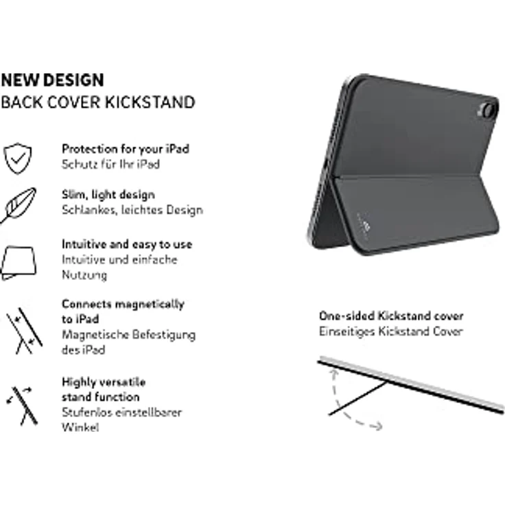 Black Rock Kickstand Cover Hülle Passend für Apple iPad Mini 6. Generation 2021 8,3 Zoll I Smart Case, Magnetisch, Tablet Schutzhülle (Schwarz) – Bild 2