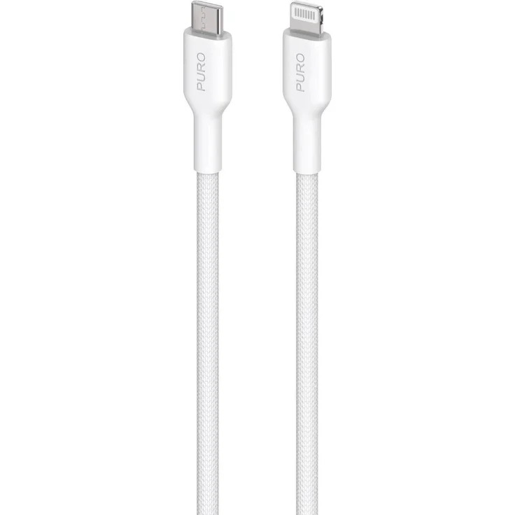 Puro Pucapltusbcfabk4whi, USB-Kabel 1,20 m, USB 2.0, MFI-zertifiziert, geflochtene TPE-Ummantelung, unzerstörbar, weiß