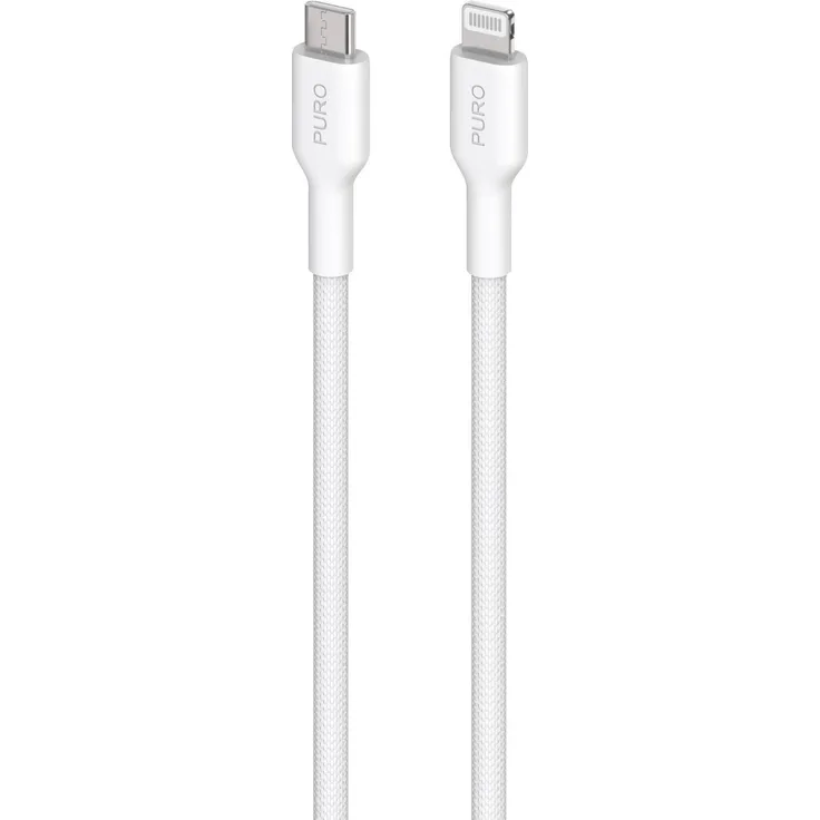 Puro Pucapltusbcfabk4whi, USB-Kabel 1,20 m, USB 2.0, MFI-zertifiziert, geflochtene TPE-Ummantelung, unzerstörbar, weiß