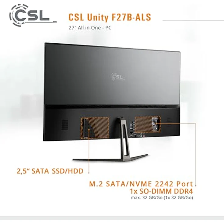 CSL-Computer All-in-One-PC Unity F27B-ALS, 27 Zoll Full HD, Intel N200 CPU, 2000 GB SSD, 8 GB DDR4-RAM, Windows 11 Home, schwarz – Bild 5