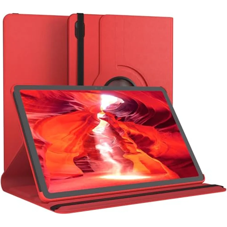 EAZY CASE - Tablet Hülle Galaxy Tab S11 11 Zoll, 360° drehbare Klapphülle mit Ständerfunktion, Kunstleder, Rot, stoßfest und passgenau. – Bild 1