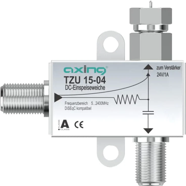 Axing TZU 15-04 Stromeinspeiseweiche zum Fern-Speisen von Multischaltern 5-2400 MHz max. 18V, Metall