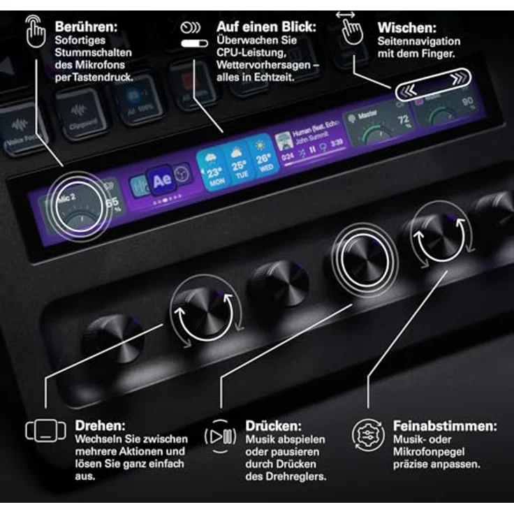 Elgato Stream Deck + XL, Anpassbare Steuerungsplattform mit 36 Macro-Tasten, 6 Multifunktionsringen und Touch-Strip für PC und Mac, USB-C – Bild 4