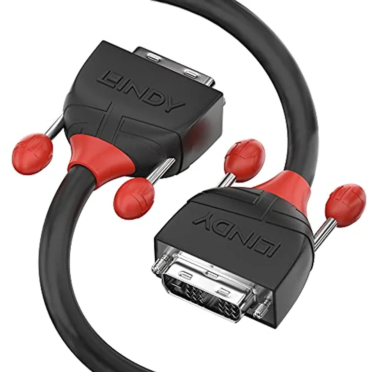 Lindy Black Line - DVI-Kabel - Single Link - DVI-D (M) bis DVI-D (M) - 5 m - rund, Daumenschrauben, 1080p-Unterstützung - Schwarz