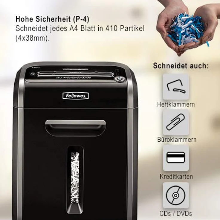Fellowes Aktenvernichter 79Ci Partikelschnitt (P-4), 16 Blatt, für 1-3 Nutzer im Büro oder Home Office, 100% Staufrei, sehr leise (Datenschutz-Grundverordnung (DSGVO)) – Bild 2