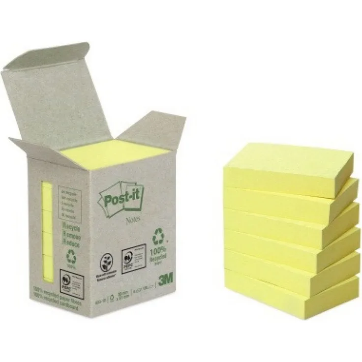 Post-it® Recycling Notes 653-1B, Haftnotizen, 6 Blöcke/Pack, umweltfreundlich, ideal für Notizen und Organisation