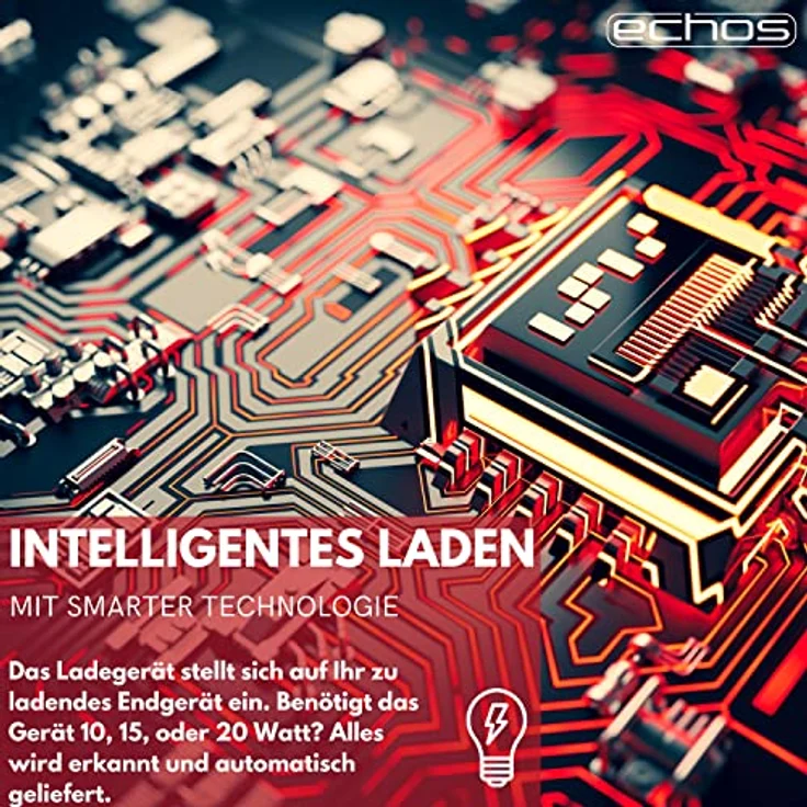 Echos 20W Ladegerät USB C Schnellladegerät Power Netzteil PD PPS Ladegerät Schnelllader Handy für iPhone Samsung Galaxy Ipad Huawei Xiaomi HTC Sony LG und viele mehr (Weiß USB-C) – Bild 3
