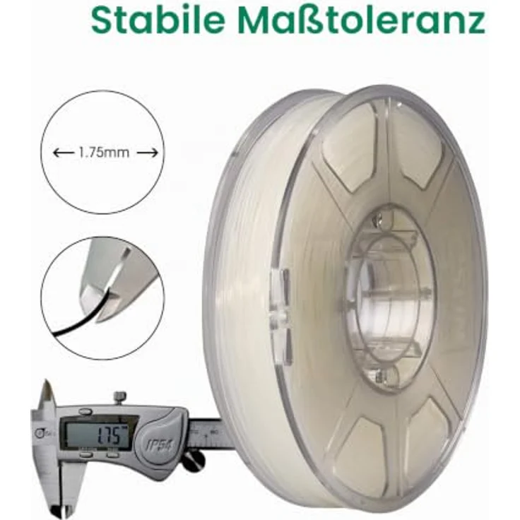 eSUN PA Nylon Filament 1.75mm, Natürlich, 1KG, hohe Zähigkeit, ölbeständig, witterungsbeständig, vakuumversiegelt – Bild 4