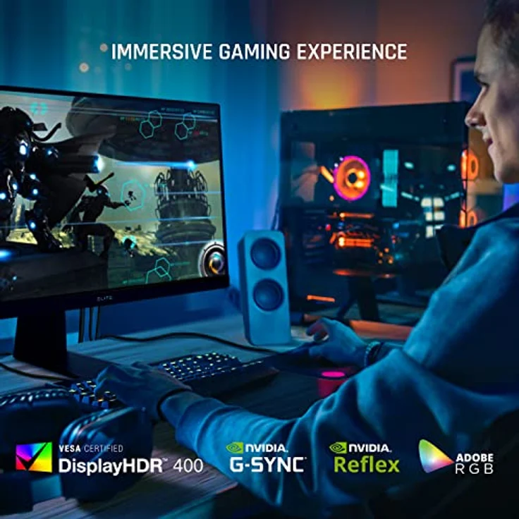 ViewSonic XG251G 62,2 cm (25 Zoll) Gaming Monitor (Full-HD, IPS-Panel, 1 ms, 360 Hz, G-Sync, NVIDIA Reflex, HDR 400, RGB Beleuchtung, HDMI, DP, höhenverstellbar) Schwarz – Bild 2