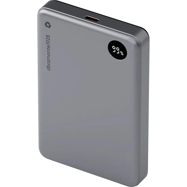 dbramante1928 re-charge Powerbank, 10000 mAh, 15 W, 38.50 Wh, grau, aus 100 % recyceltem Kunststoff