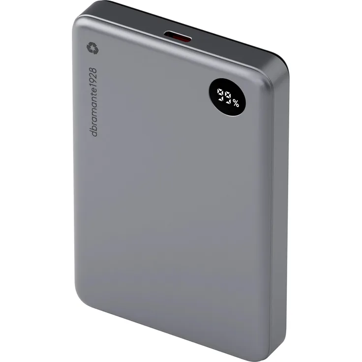 dbramante1928 re-charge Powerbank, 10000 mAh, 15 W, 38.50 Wh, grau, aus 100 % recyceltem Kunststoff