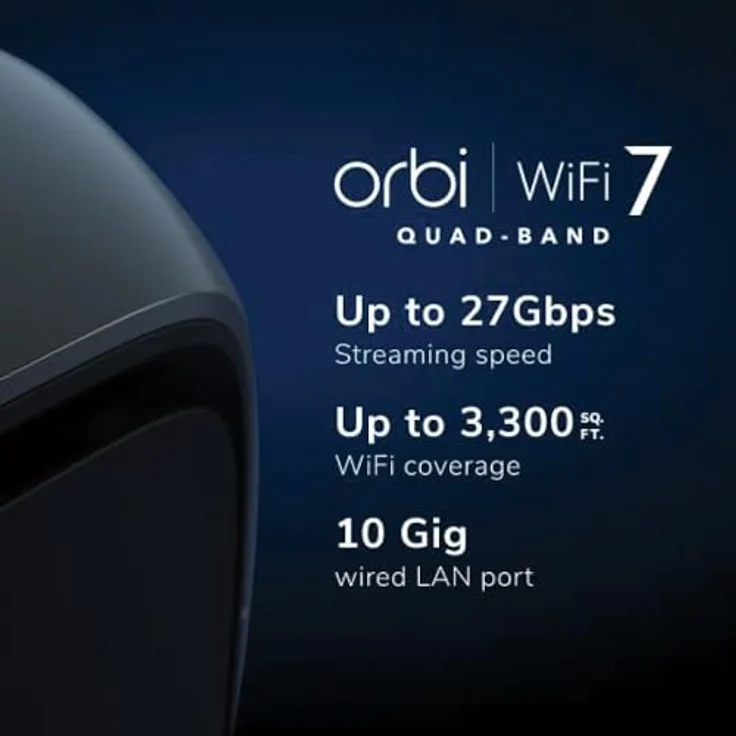 NETGEAR Orbi 970-Serie (RBE970B) Quad-Band WiFi 7-Mesh-Zusatzsatellit Black Edition, bietet zusätzliche Abdeckung bis zu 220 m² – Bild 2