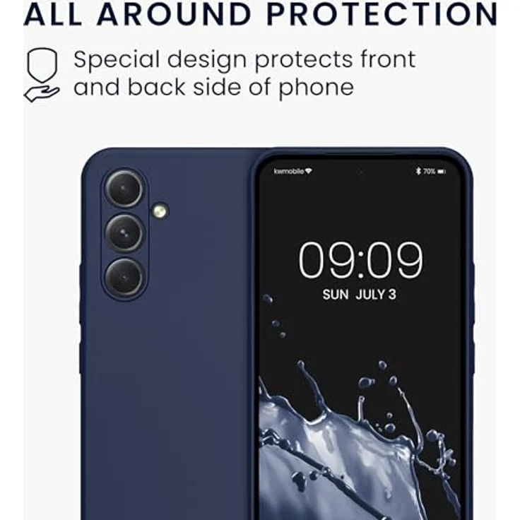 kwmobile Handyhülle für Samsung Galaxy A54 5G, weiche Silikon Schutzhülle mit metallisch schimmerndem Effekt, Metallic Blau – Bild 5