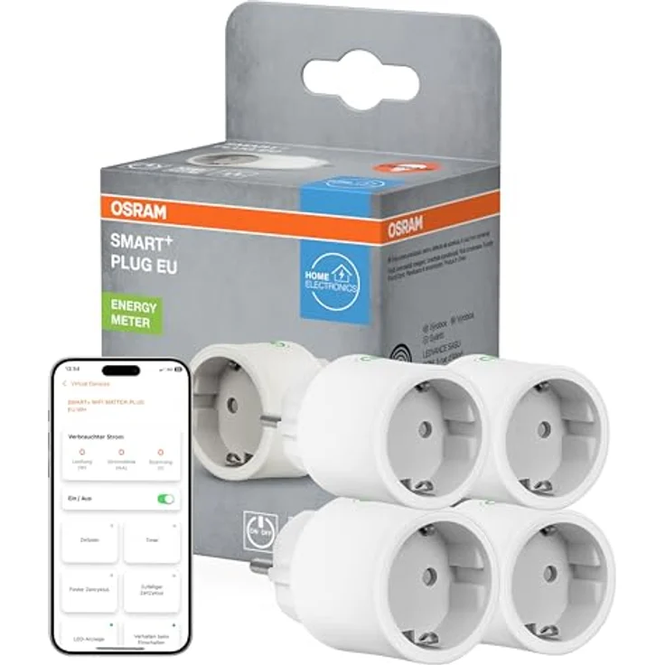 OSRAM SMART+ WiFi Matter Plug Steckdose EU, 10A 2300W, IP20, weiße Polycarbonatschale, kompatibel mit Alexa, Google Home, Apple HomeKit – Bild 1