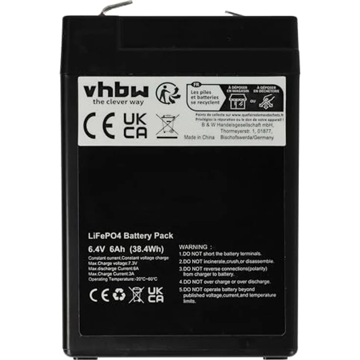 vhbw 4X Akku Bordbatterie, 6 Ah, 6,4 V, LiFePO4, kompakt und leistungsstark für Wohnwagen, Boot, Camping und Wohnmobil – Bild 3