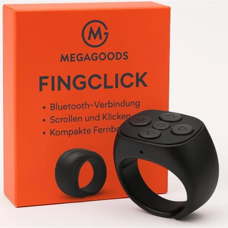 MEGAGOODS Bluetooth Selfie Ring Fernbedienung, kabellos für iPhone, Samsung, Xiaomi, ideal für Kurzvideos und E-Books, bis 15m Reichweite
