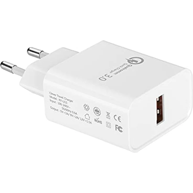 USB Ladegerät mit Schnellladefunktion weiß USB 3.0 Quick Charge (QC) 3.0 Schnellladegerät für Smartphones & Tablets Netzteil 5VDC-3A/ 9VDC-2A/ 12VDC-1.5A für Qi Wireless Charger von SOTECH