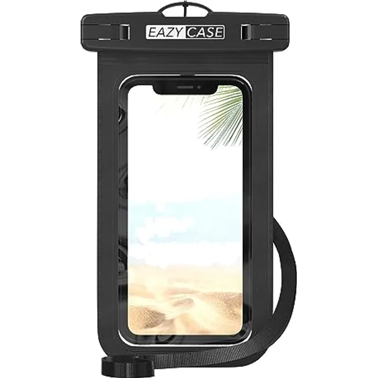 EAZY CASE Unterwasserhülle, wasserdicht Schwarz für Smartphones bis 6,7 Zoll, IPX8 zertifiziert mit Umhängeband
