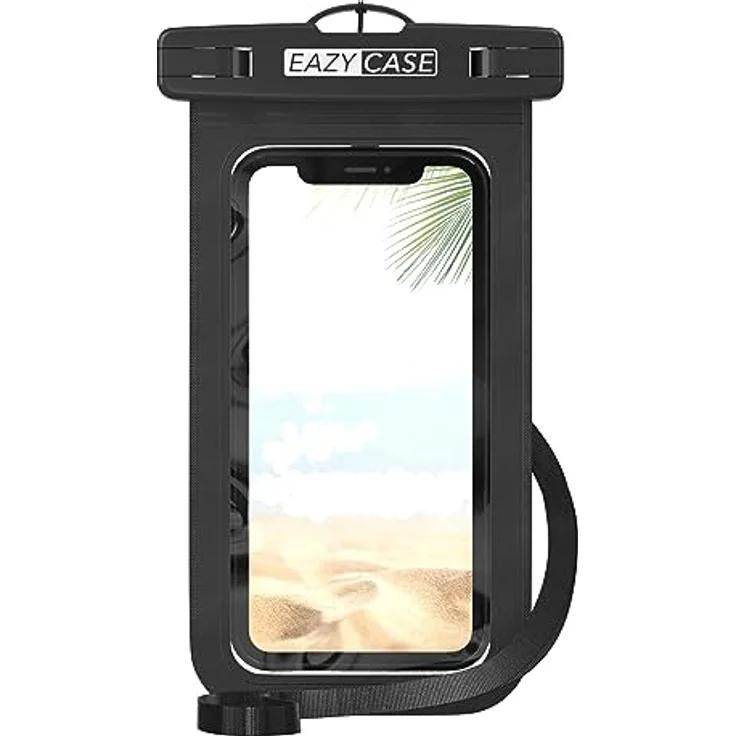EAZY CASE Unterwasserhülle, wasserdicht Schwarz für Smartphones bis 6,7 Zoll, IPX8 zertifiziert mit Umhängeband – Bild 1