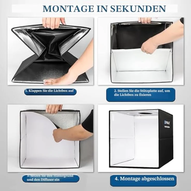 PULUZ Licht Box 40x40cm, Photo Studio Set mit 160 dimmbaren LED, 3 Farbtemperaturen 3200-6500K & 12 Farbhintergründen für Produktefotografie – Bild 4