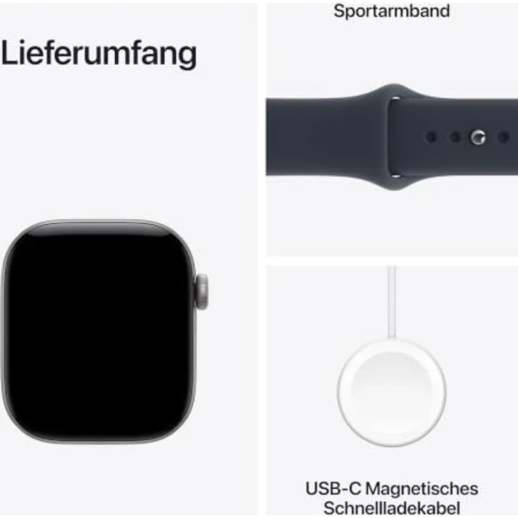 Apple Watch Series 12, 42mm Space Grau Aluminiumgehäuse, Navyblau Sport Band, Gesundheits- und Fitness-Tracker mit Ceramic Shield 2, M/L – Bild 7